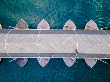 High angle view of swimming pool by sea