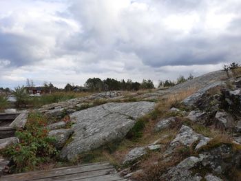 Scenic view of land against sky