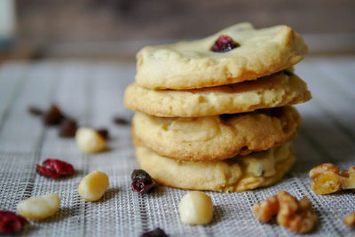 Close-up of cookies on table