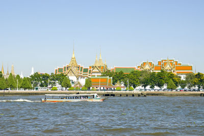 View of temple building against clear sky