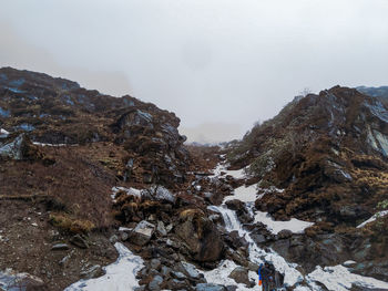 Scenic view of snow covered mountain against sky