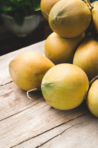 Close-up of fruits on table