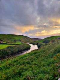 Scenic view of landscape against sky during sunset
