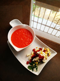 Close-up of salad in bowl on table