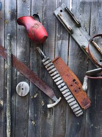 Old tools on a wooden background