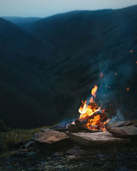 Close-up of bonfire at night