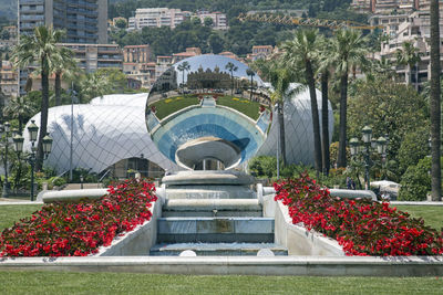 View of fountain in park