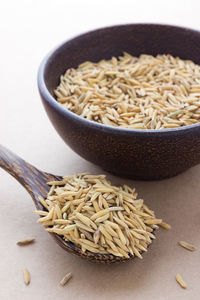 High angle view of noodles in bowl