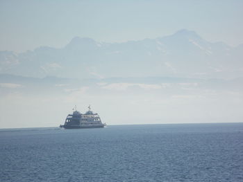 Boat sailing in sea