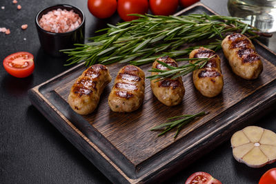 High angle view of food on table