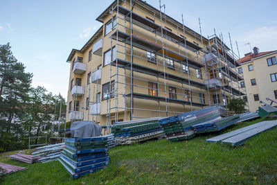 Scaffolding around house