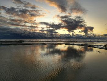 Scenic view of sea against sky during sunset