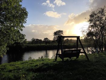 Gazebo in park against sky