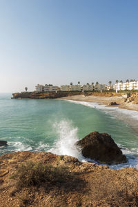 Scenic view of sea against clear sky