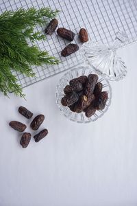 High angle view of chocolate cake on table