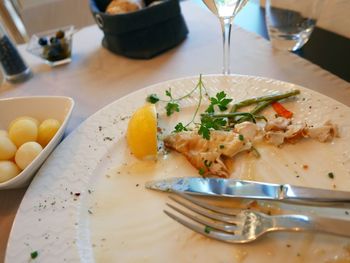 Close-up of food served in plate