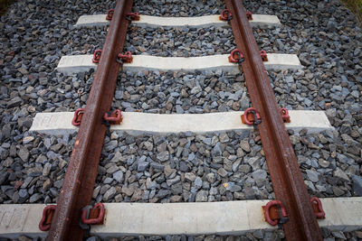 High angle view of railroad track