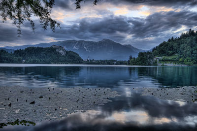 Scenic view of lake against sky