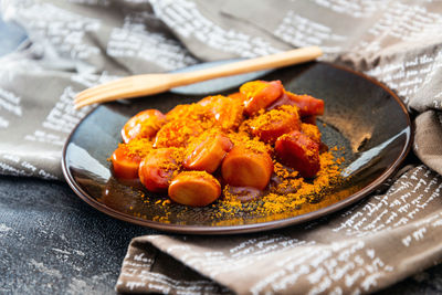 Food in plate on table