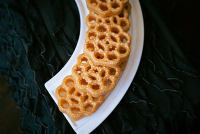 Traditional malaysian cookies snack known as kuih loyang for eid fitr, eid adha and ramadhan.