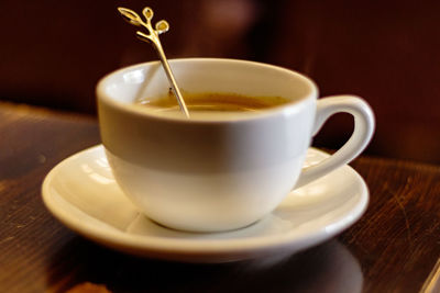 Close-up of coffee on table