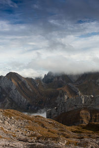 Scenic view of mountains against sky