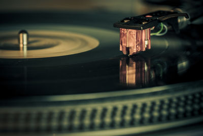 Close-up of turntable