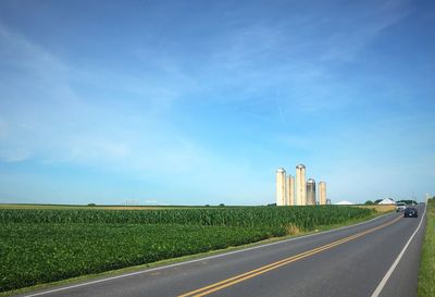 Road against blue sky