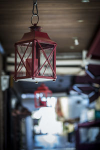 Lantern hanging from ceiling