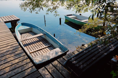 High angle view of swimming pool by lake