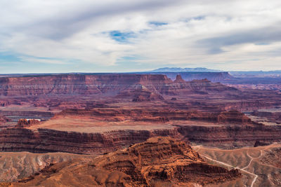 Aerial view of landscape against cloudy sky