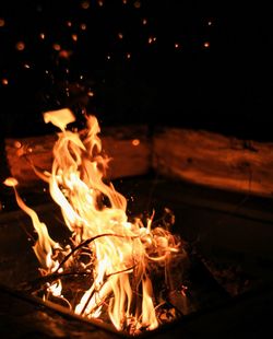 Close-up of bonfire at night