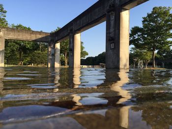 Bridge over river against sky