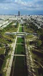 Aerial view of cityscape against sky