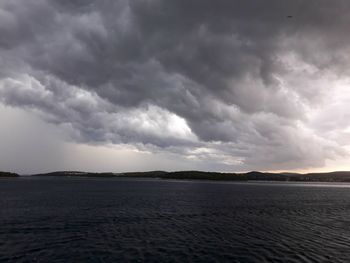 Scenic view of sea against cloudy sky