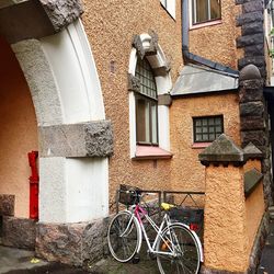 Bicycles parked outside house
