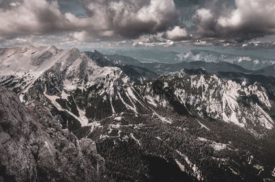 Aerial view of dramatic landscape against sky