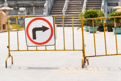 Road sign on footpath