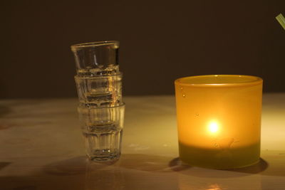 Close-up of water on table