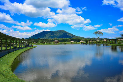 Scenic view of lake against sky