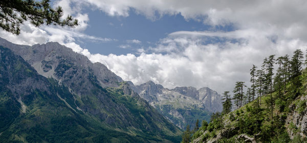 Panoramic view of mountains against sky