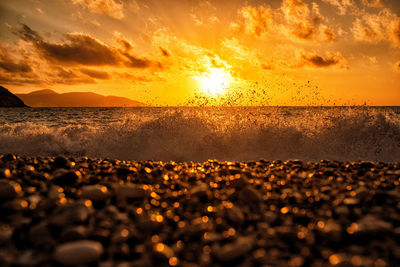 Scenic view of sea during sunset
