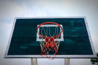 Low angle view of basketball hoop against sky