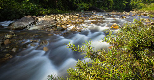 View of river flowing through rocks