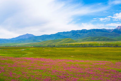 Scenic view of mountains against sky