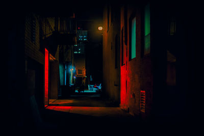 Illuminated building at night