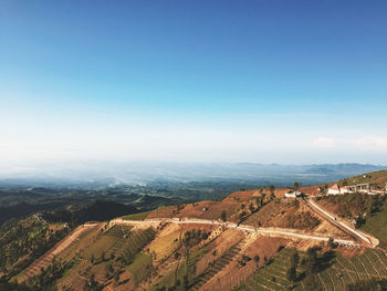 High angle view of landscape against clear sky