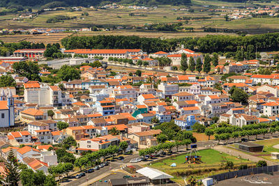 High angle shot of townscape