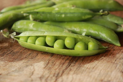 Close-up of green chili on table