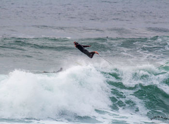 Man surfing in sea